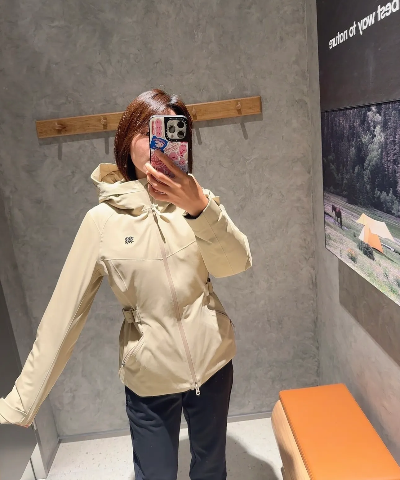 Upper body material picture KOLON SPORT/Kolon Women's HIKING 26fw Waterproof and Breathable Down Jacket Women's HALF BELT Lightweight Goose Down Girls' Waist Short Down Jacket